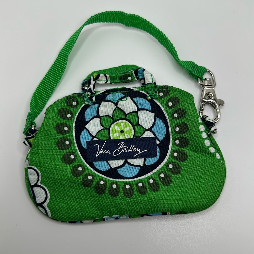 Vera Bradley green floral paisley ID mini coin purse